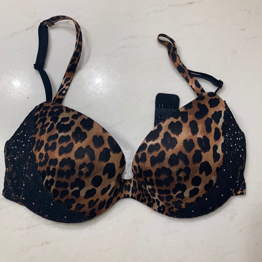 LaSenza Leopard Print Light Push Up Rhinestone Bra